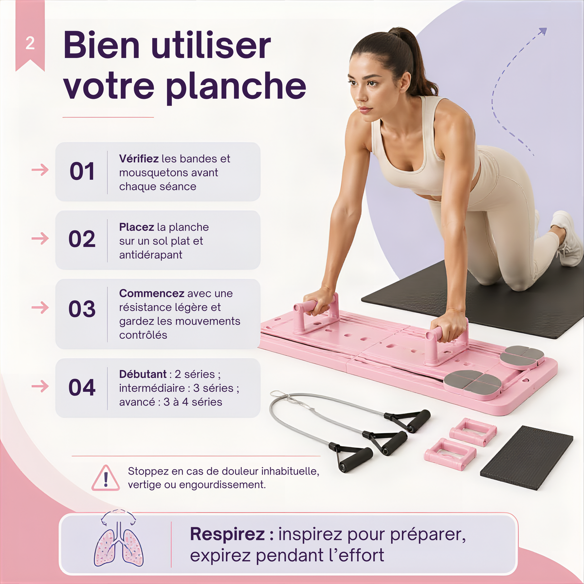 Planche de Pilates pliable 4-en-1