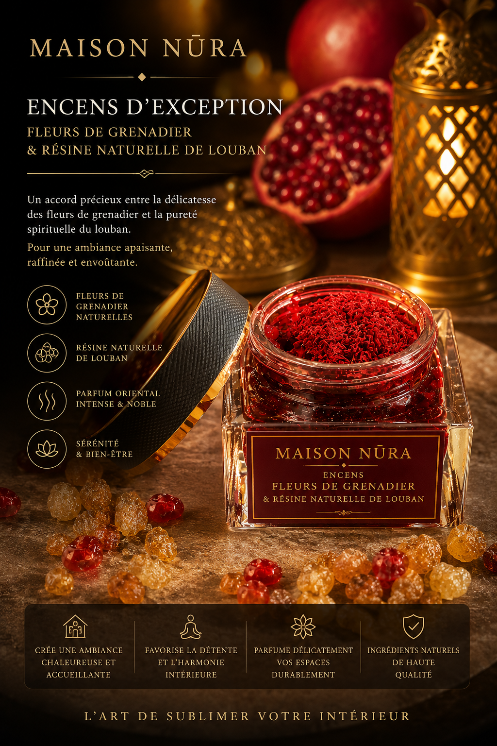 Encens d’exception à la fleur de grenadier et résine de louban 60g